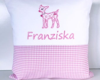 Name pillow embroidered with name and deer personalized incl. inlet pillow