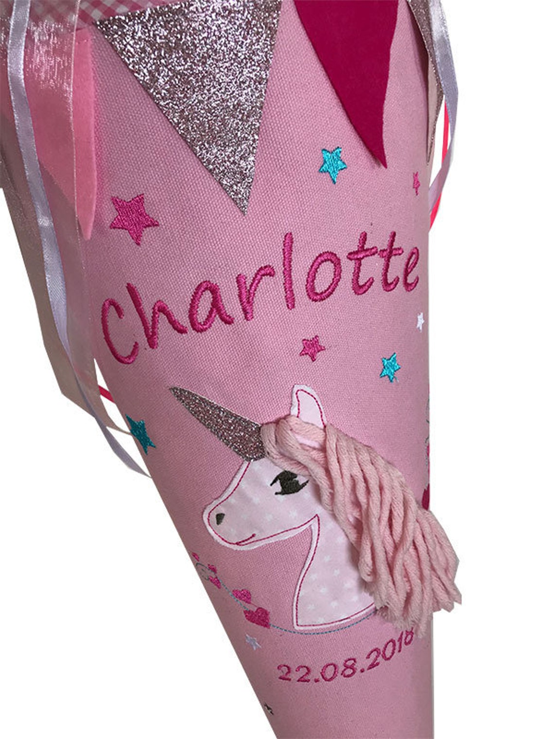 Schultüte Einhorn aus Stoff mit Namen bestickt Stoff | Etsy