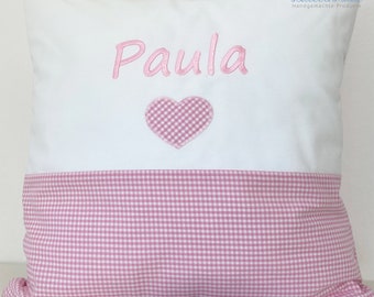 Cuddly pillow with name and heart