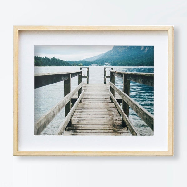 Lake Jetty Print, Jetty Photo Print, Printable Photo Download, Blue Lake Print, Wooden Jetty Photography, Mountain Lake Print, Digital Print