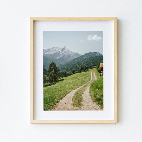 Rural Mountain Road Print | Alps Photo Print | Alps Photography | Mountain Print | Digital Download | Summer Landscape Art