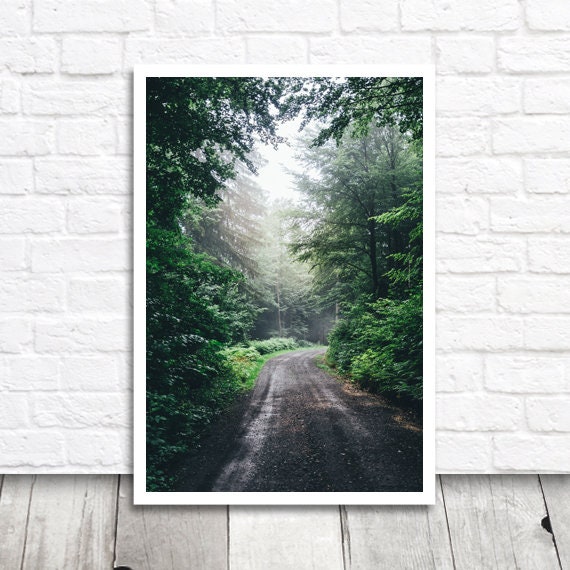 Forest Path Print Foggy Forest Printable Mysterious Forest Etsy