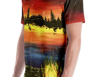 Camping T-Shirt, Lagertücher, Lagerfeuer, All-Over T-Shirt, Unisex T-shirt, CampingBekleidung, Catchy T-Shirt