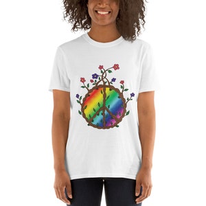 Peace Sign T Shirt , Hippie T Shirt , Colorful Abstract Apparel