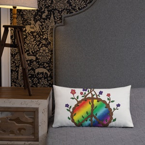 Decorative Pillow, Hippie Throw Pillow, Peace Love and Graphic Boho Pillow, Accent Pillows