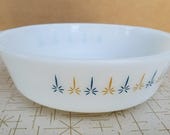 Fire King Candle Glow Casserole 2 Qt Anchor Hocking Ovenware Blue and Gold