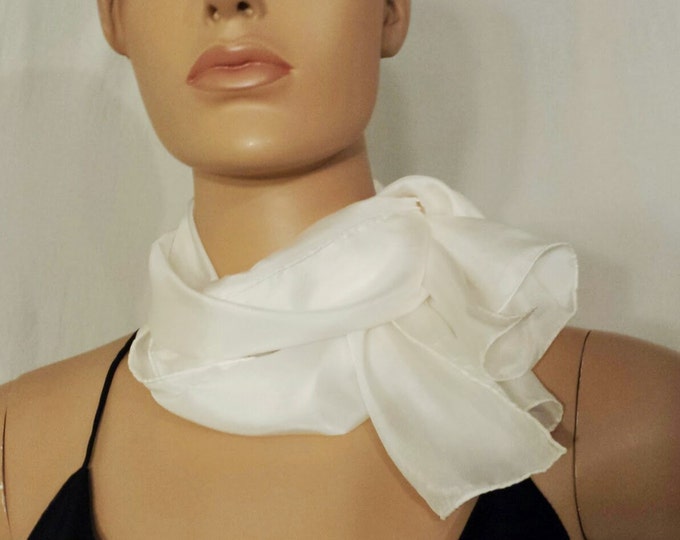 Long White Silk Scarf Hand Rolled Hems - Etsy