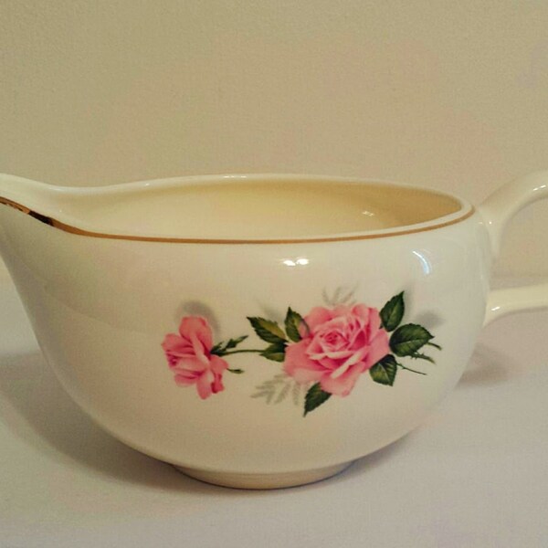 Vintage TST Gravy Boat in Summer Rose Pink Roses Gold Taylor Smith Taylor