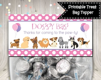 Puppy Party Birthday Treat Bag Topper Doggy Bag Pet Adoption Digital Printable INSTANT DOWNLOAD