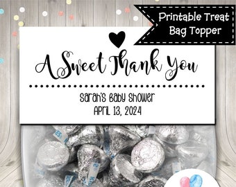 A Sweet Thank You Treat Bag Topper Black White Digital Printable
