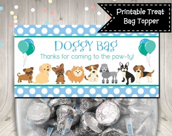 Puppy Party Birthday Treat Bag Topper Doggy Bag Pet Adoption Digital Printable INSTANT DOWNLOAD