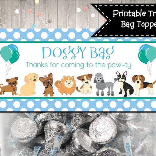 Puppy Party Birthday Treat Bag Topper Doggy Bag Pet Adoption - Etsy