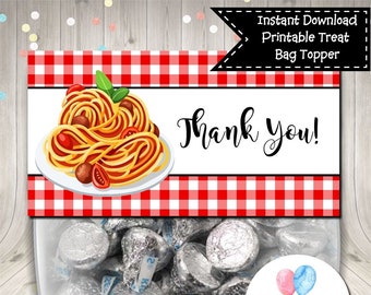 Pasta Party Treat Bag Topper Digital Printable INSTANT DOWNLOAD