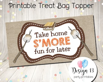 Take Home S'more Fun For Later Leckerlibeutel Topper Digital Printable Instant Download