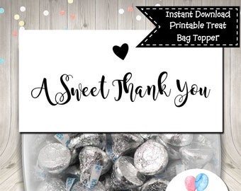 A Sweet Thank You Treat Bag Topper Digital Printable INSTANT DOWNLOAD