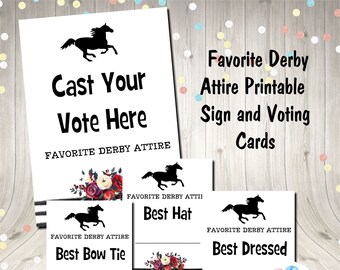 Kentucky Derby Racing Favorite Attire Voting Sign and Cards Digital Printable Instant Download