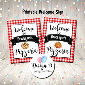 Pizza Party Pasta Party Sign Welcome to Pizzeria Birthday Digital Printable