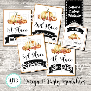 Halloween Costume Contest Award Cards Digital Printable INSTANT DOWNLOAD