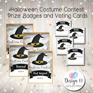 Halloween Costume Contest Award Cards pdf Digital Printable INSTANT DOWNLOAD