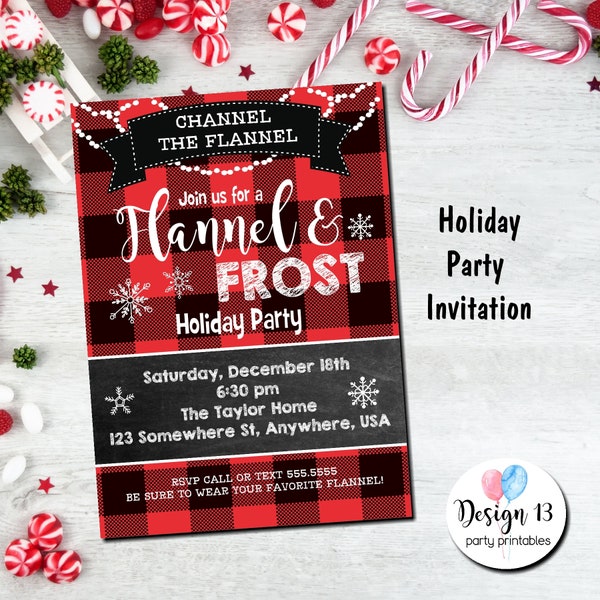 Flannel Christmas Party Invitation - Etsy