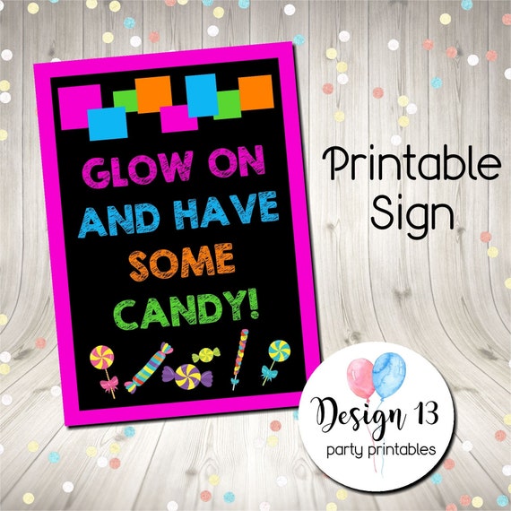 Glow Party Neon Party Candy Bar Candy Buffet Sign Digital Instant Download Il_570xn