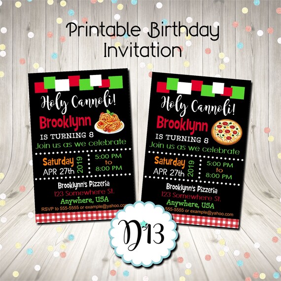 Holy Cannoli Italian Pizza Party Pasta Party Birthday Etsy