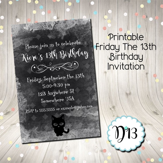 friday the 13th birthday party invitation with free thank printable 13th birthday invitations