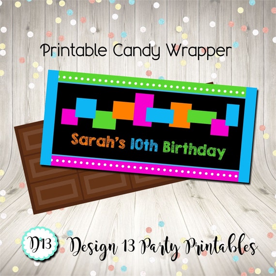 Glow Party Neon Party Candy Bar Chocolate Bar Wrappers Favor Print Your Own Il_570xn
