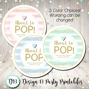 About to Pop Baby Shower Cupcake Toppers Favor Tags Printable Digital ...