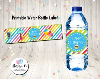 Happy Summer Last Day of School Pool Party Water Bottle label Print Your Own INSTANT DOWNLOAD