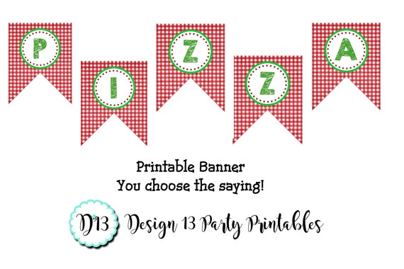 Pizza Party Pasta Party Birthday Banner DIY Printable Il_570xn