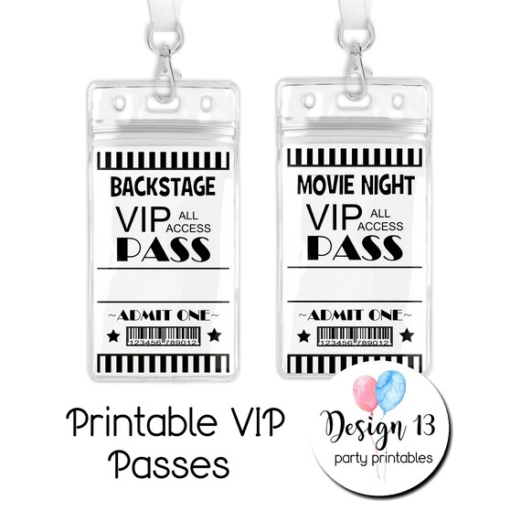 Printable VIP Pass Backstage Movie Limo Gamer Digital Instant Download Il_570xn