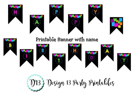 Glow Party 80's Party Bunting Banner Printable Digital Il_570xn