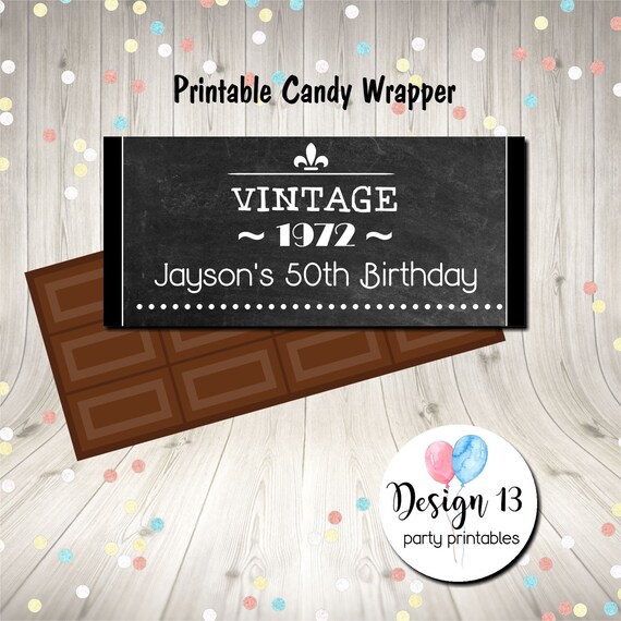 Vintage 30th 40th 50th Birthday Candy Bar Chocolate Bar Wrappers Favor ...