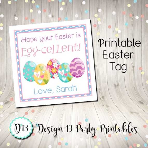 Easter Hope Your Easter is Egg-cellent Easter Egg Favor Tag Square Tag Digital Printable Il_570xn