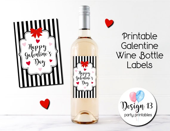 Galentine Happy Galentine's Day Wine Bottle Label Digital Printable Instant Download Il_570xn