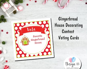 Gingerbread House Decorating Contest Voting Cards Digital Printable INSTANT DOWNLOAD