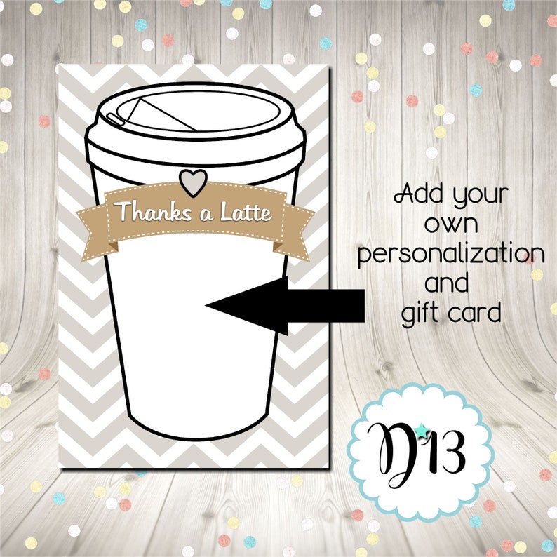 Thanks A Latte Thank You Card Printable Digital INSTANT | Etsy