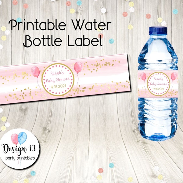 Baby Shower About To Pop Water Bottle label Digital Print Your Own