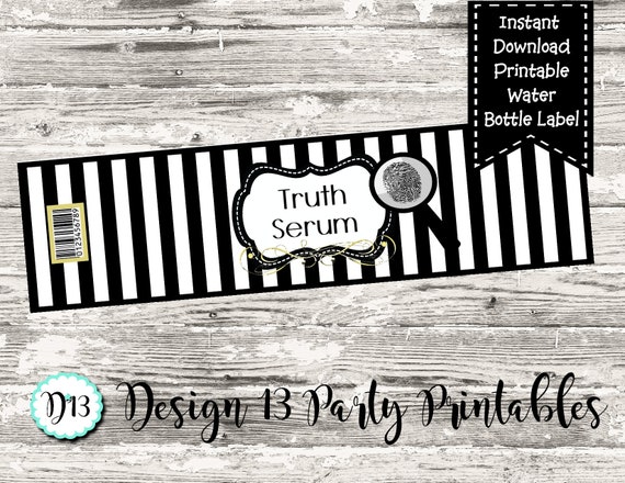 Truth Serum Murder Mystery Birthday Party Water Bottle Labels Digital ...