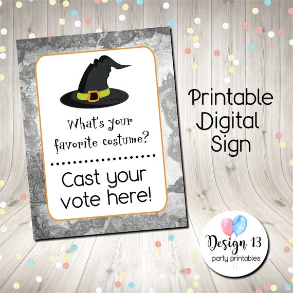 Halloween Costume Contest Sign Digital Printable Instant Download by Design 13 Catch My Party