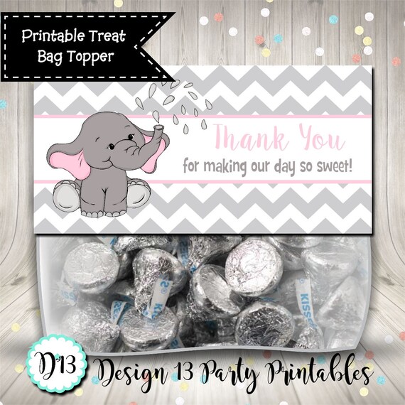 Baby Shower Elephant Little Peanut Treat Bag Topper Favor Digital Printable Il_570xn