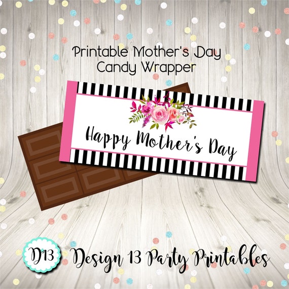 Mother's Day Pink Black White Candy Bar Chocolate Bar Wrappers Print Your Own INSTANT DOWNLOAD Il_570xn