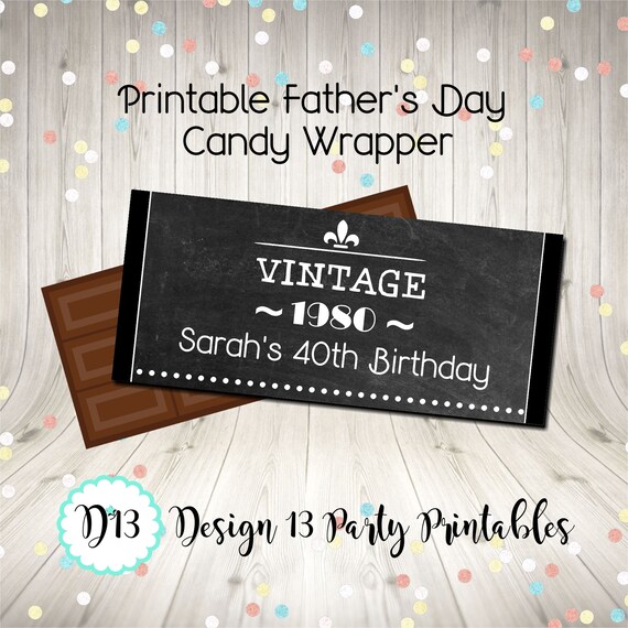 Vintage 30th 40th 50th Birthday Candy Bar Chocolate Bar Wrappers Favor ...