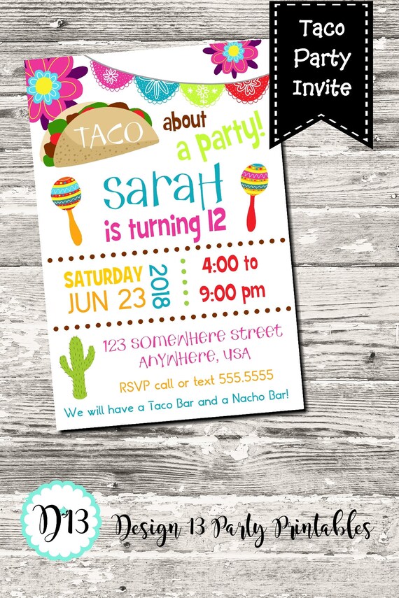 taco party taco bout a party birthday party invitation digital