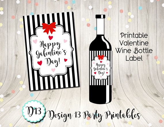 Galentine Happy Galentine's Day Wine Bottle Label Digital Printable Instant Download Il_570xn