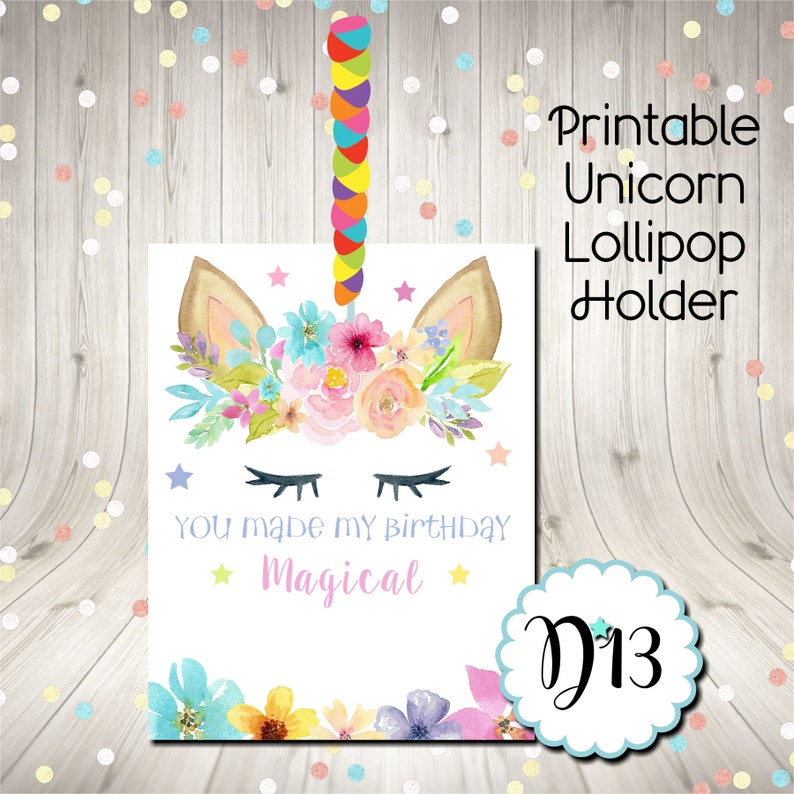 Unicorn Lollipop Holder You Made By Birthday Magical Favor Tag | Etsy