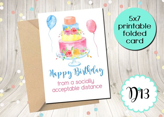 Quarantine Birthday Card Social Distancing Printable Digital INSTANT DOWNLOAD Il_570xn