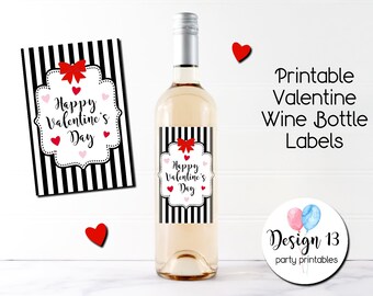 Valentine Happy Valentine's Day Wine Bottle Label Digital Printable Instant Download