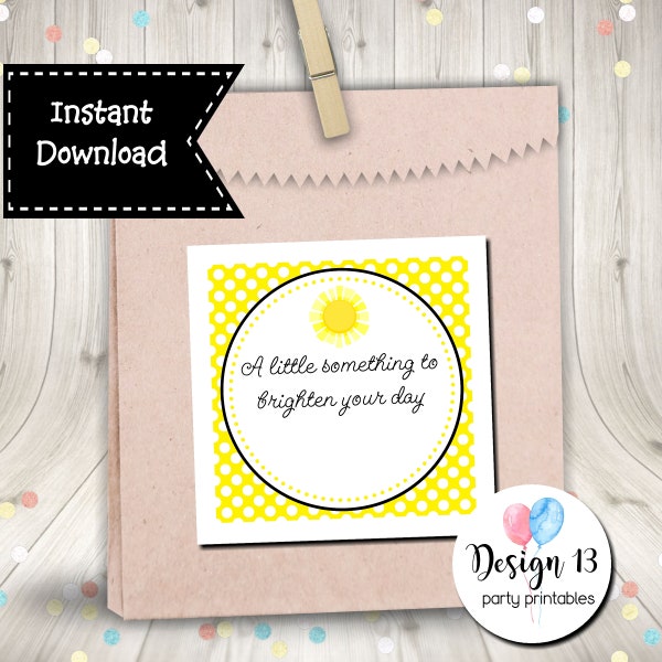 A Little Something To Brighten Your Day Square Tag Favor Tag Digital Printable Instant Download